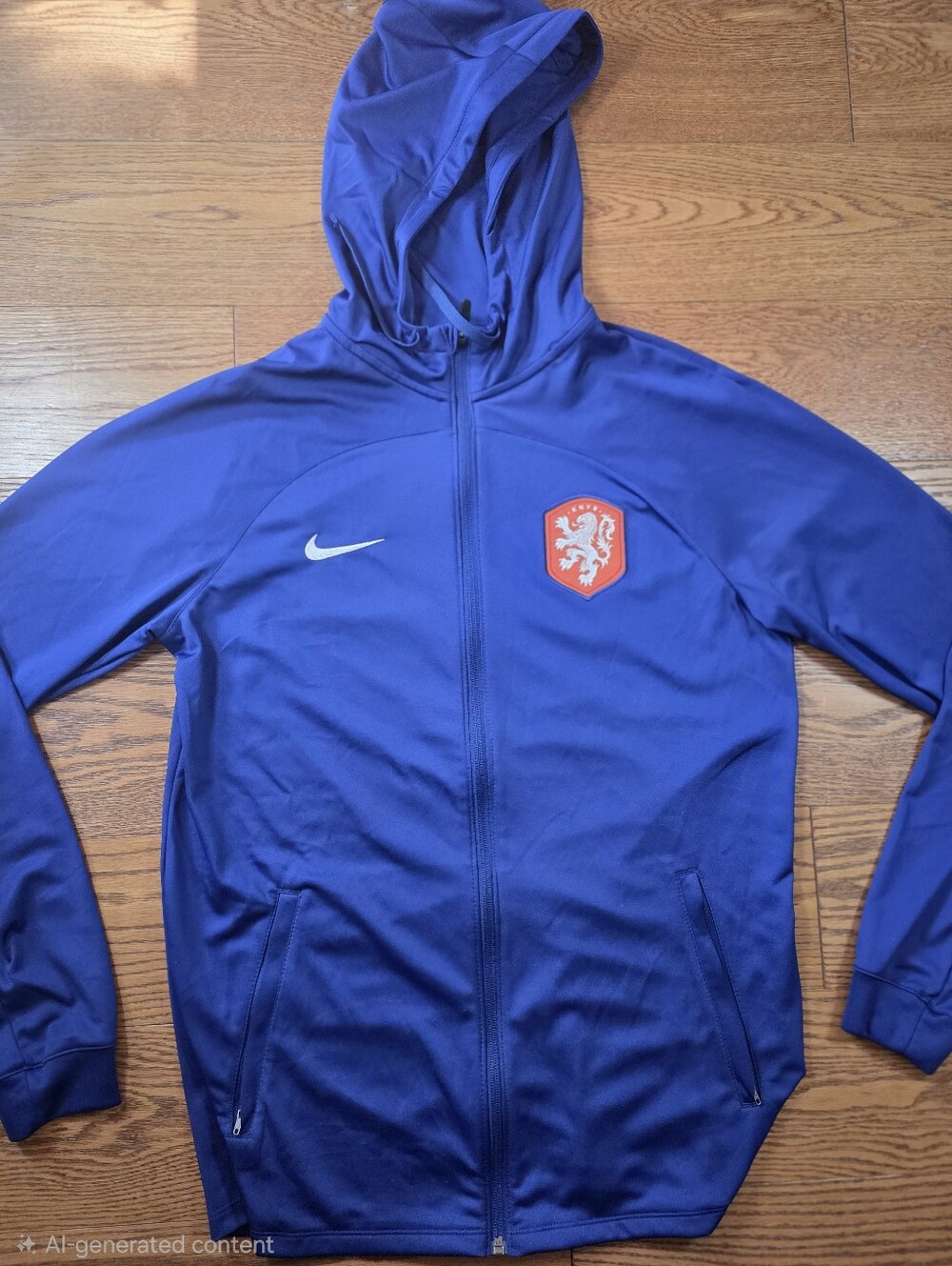 Nike Netherlands National Team Deep Blue Full-Zip Hooded Jacket with Crest Patch